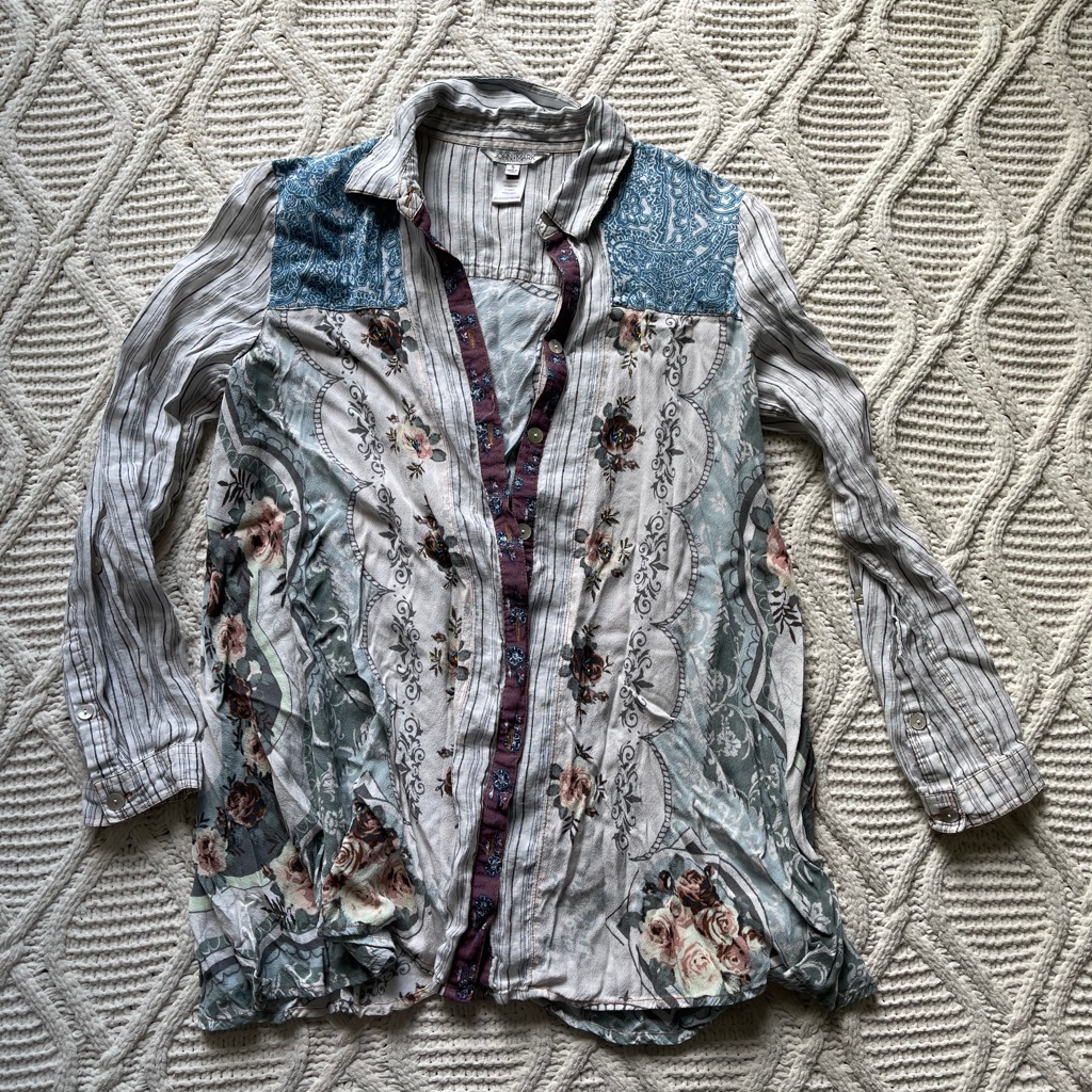 John Mark Patterned Button Down Top